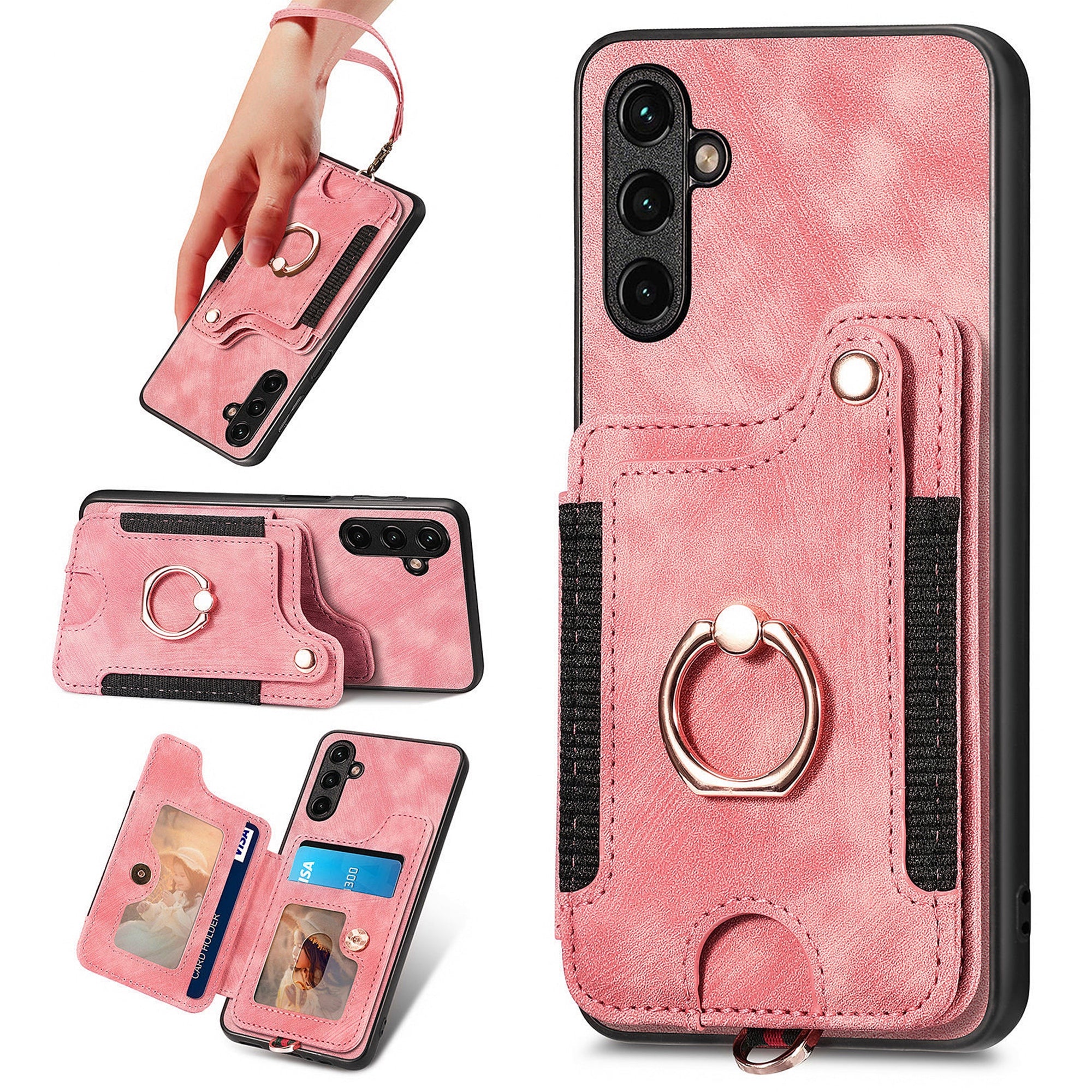 D4 For Samsung Galaxy A54 5G Case RFID Blocking Card Slots Phone Cover with Ring Kickstand D4 For Samsung Galaxy A54 5G Case RFID Blocking Card Slots Phone Cover with Ring Kickstand